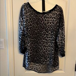Leopard Print Sheer Top Women's